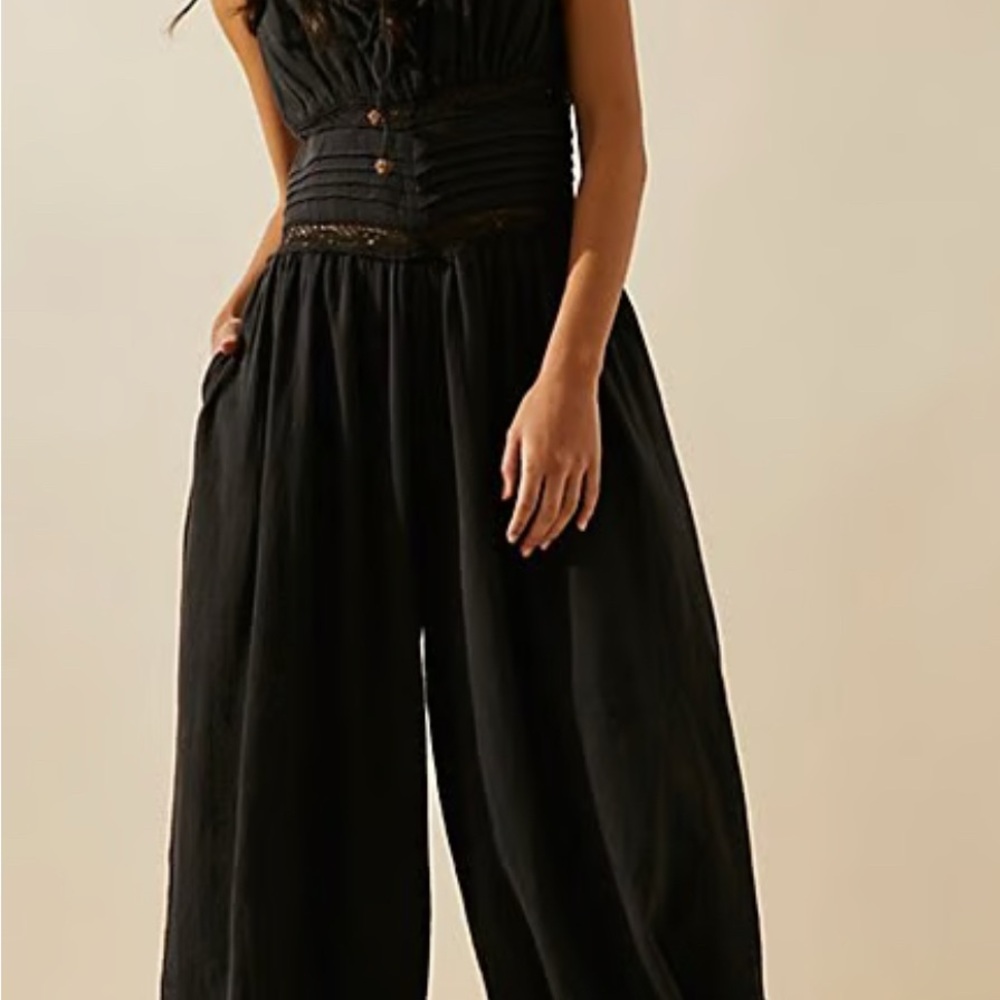 Free People Black Wide-Leg Jumpsuit